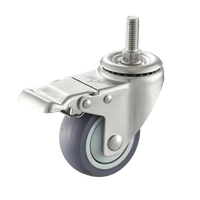 Prix d'usine Roulettes pivotantes industrielles robustes en acier inoxydable TPR 3 4 5 pouces 80 110 130 kg pour fauteuils roulants