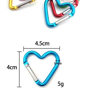 Mosquetón de aluminio en forma de corazón, carga de 5 kg, duradero, para mochila, llavero, gancho para ropa - Product Image 3