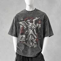 T-shirt en coton pur à manches courtes, style streetwear, avec motif graphique, effet vintage, personnalisable, pour hommes