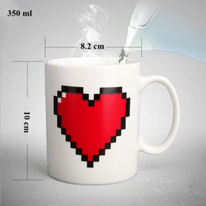 Vente en gros de tasses magiques en céramique en forme de cœur, réactives à la température, changeant de couleur, pour café, thé, lait, cadeau de la Saint-Valentin, dessin animé - Product Image 5
