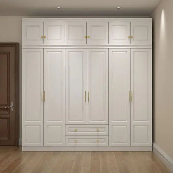 Tradicional Shaker Design American Wooden Modern Closet Lacquer Quarto Wall Wardrobe com espelho