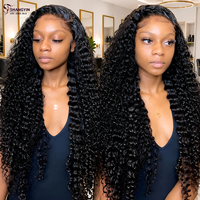 Perruque Lace Front en Cheveux Humains en Gros, Dentelle Transparente, Ondulations Profondes Souples, Yaki, Sans Colle, Pré-Pluckée, Ligne de Cheveux Naturelle pour Femmes Noires