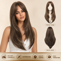 Perruques synthétiques longues et lisses blond miel dégradées pour femmes, résistantes à la chaleur, avec bonnet ajustable et racine naturelle, vente en gros
