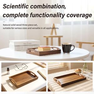 WDF Einzigartiges Küchen-Tablett-Set, Servierplatte aus Holz für Lebensmittel, Extra Großes Serviertablett aus Akazienholz mit Griffen für Partys - Product Image 3