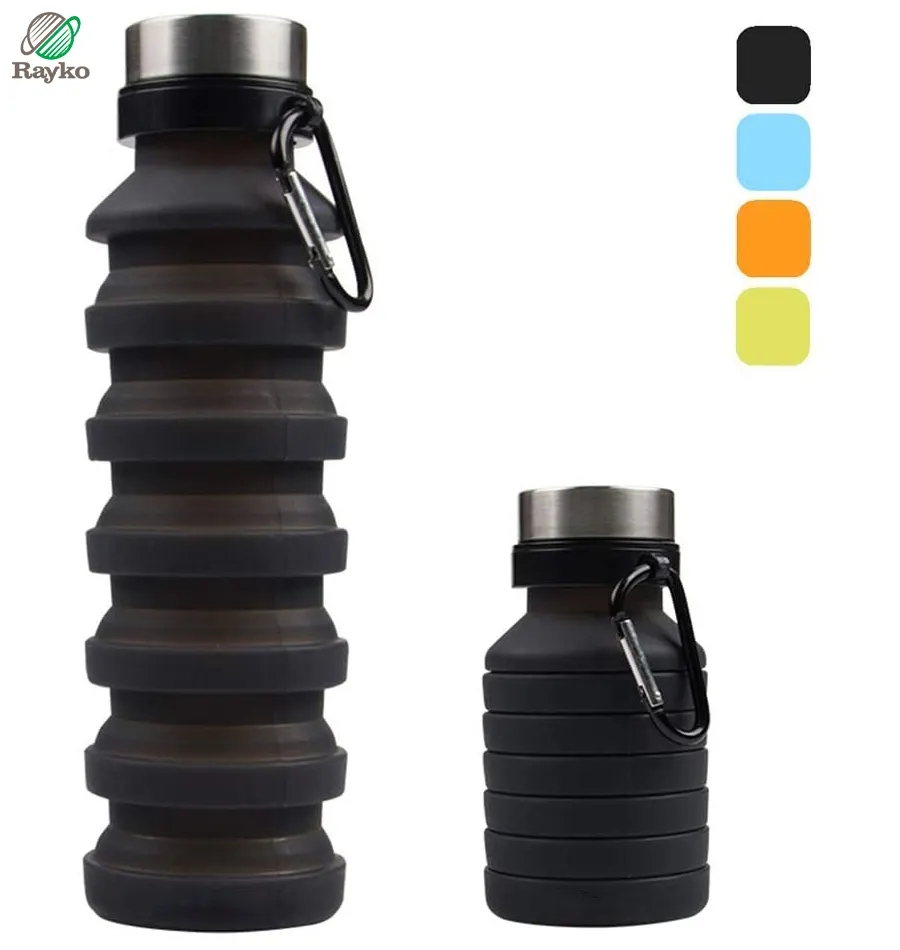 18oz BPA Free Silicone Reusable Collapsible Water Bottle for Travel Gym Camping Hiking