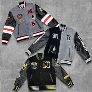 Huili Factory High Quality Letterman Custom Leather Varsity Jacket For Men Oem Designer Custom Vintage Embroidery Varsity Jacket