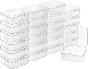 Small Clear Plastic Storage Box Plastic Containers with Hinged Lid Mini tub boxes for Pills Beads Jewellery Craft Items