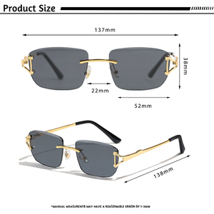 HBK 2025 Fashion Frameless <strong>Sunglasses</strong> with <strong>Blue</strong> Gradient <strong>Lens</strong> Rimless Alloy Frame Luxury Logo for Men Women's Shopping Travel - Product Image 4