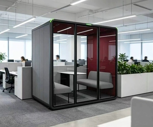 ห้องทำงานสำเร็จรูปแบบโมดูลาร์กันเสียงพร้อมไฟ LED และปลั๊กไฟ - Product Image 1