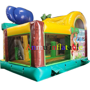 Château gonflable sur le thème de la jungle, idéal pour les fêtes ; comprend un château gonflable, une aire de jeux gonflable et un toboggan amusant. - Product Image 5