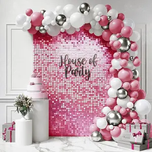 Decoration 4d Panels Sequins Backdrop Custom Logo Party Decoration Colorful Sequin Round Square Shimmer Wall