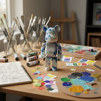 Ornement en résine Violent Bear 400% Écologique Fait main Figurine de surf pour présentation sur meuble TV de salon Tendance et ludique