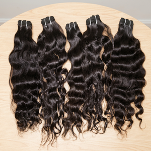 Vague droite soyeuse et extensions de cheveux humains vierges indiens crépus Non Remy Double trame en vrac de machine de trame Double - Product Image 3
