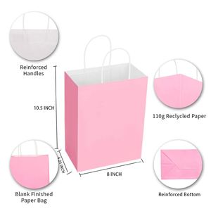 Bolsas Pequeñas de Papel Kraft Rosa con Asas para Regalos de Cumpleaños, Bodas, Fiestas, Compras, Negocios, Manualidades y Regalos - Product Image 4