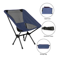 Camping en plein air dossier haut lune chaise pliante Portable métal pique-nique chaise pliante pêche plage lune chaise