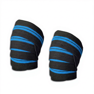 Customizable Black Cotton Strap Knee Wraps <b>Weight</b> Lifting MMA Logo Printed Boxing Protection Lightweight Adjustable High Stretch - Product Image 1