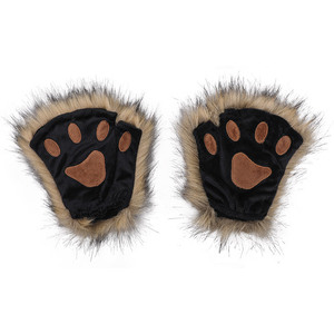Guantes de Piel Sintética con Forma de Pata de Gato o Zorro, Accesorios de Disfraces para Halloween, Manoplas con Aspecto Peludo - Product Image 3