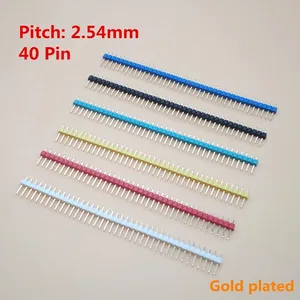 Gold plated 40P 2.54mm Male Color Single Row Pin Header 1*40P Red Black Green Blue Yellow White