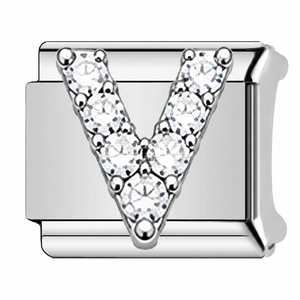 Breloques en acier inoxydable italiennes A-Z avec lettres en cristal, accessoires de bijoux modulaires élastiques à souder pour bracelets DIY, vente en gros - Product Image 5