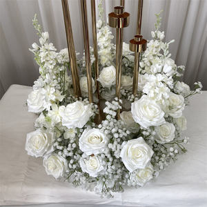 GreenLife - Centro de Mesa Floral con Rosas y Flores de Baby Breath para Decoración de Mesa de Boda, Portavelas - Product Image 2