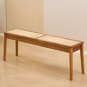 Chaise de salle à manger en bois avec assise en rotin tressé, design contemporain pour salle à manger - Meubles écologiques pour la maison - Product Image 1