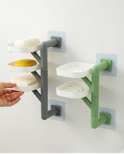 Estante de almacenamiento multicapa, jabonera giratoria para baño, estantes de almacenamiento montados en la pared, sin necesidad de perforaciones, suministros organizadores para el hogar - Product Image 2