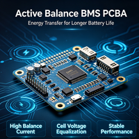 Système de gestion de batterie BMS PCBA 16S 48V LiFePO4 avec équilibrage actif, carte de circuit BMS avec CAN RS485 pour stockage d'énergie
