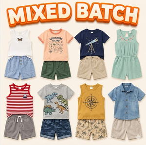 Conjunto Premium de Camiseta y Pantalones Cortos para Niños, Verano, Suministro Disponible, Envío Combinado Aleatorio, Mezcla Aleatoria - Product Image 1