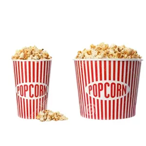 Cartone di carta usa e getta scatola di Popcorn Cinema/Party uso carta Kraft secchio per andare contenitore di cibo riciclabile tazza di carta