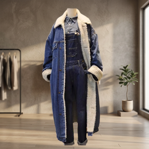 Abrigo vaquero informal de manga larga con botonadura sencilla y forro de poliéster transpirable para mujer, venta al por mayor para boutiques, Invierno 2026 - Product Image 3