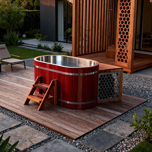 Bain froid en cèdre rouge le plus vendu avec refroidisseur d'eau, baignoire froide autoportante pour la récupération après un bain de glace - Product Image 1