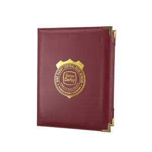 Wholesale PU Gold Stamping A4 Size Diploma Holder Certificate Cover with metal corner