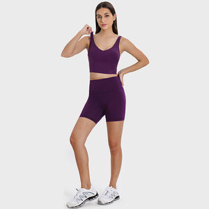 <span class=keywords><strong>Lulu</strong></span>, conjunto de pantalones cortos y Sujetador deportivo de 2 piezas para mujer, secado rápido, nailon, estiramiento en cuatro direcciones, transpirable, ligero para Yoga, correr, Fitness - Product Image 5