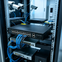 10/100/1000Mbps 24Port Unmanaged Ethernet Switch dengan 2GE Uplink 2SFP Plug & Play untuk Perangkat Jaringan Rak Kamera IP 6208GE