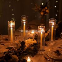 Candelabro de Cristal Moderno, Centro de Mesa para Bodas, Cubo de Cristal, Portavelas de Cristal, Decoración Elegante para el Hogar