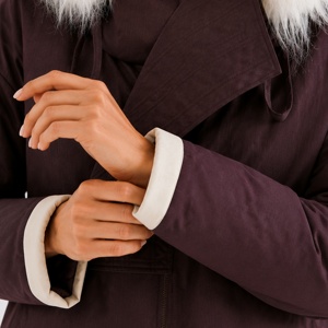 Chaqueta con capucha de piel sintética para <span class=keywords><strong>mujer</strong></span>, abrigo <span class=keywords><strong>acolchado</strong></span> cálido de invierno, con dobladillo en contraste, casual, con cremallera, tipo <span class=keywords><strong>anorak</strong></span>, con solapa asimétrica - Product Image 5