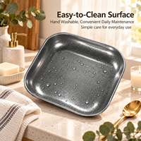 Plateau carré vintage en acier inoxydable 304, écologique et durable, pour service de snacks lors d'événements, idéal pour poulet frit, frites et aliments séchés