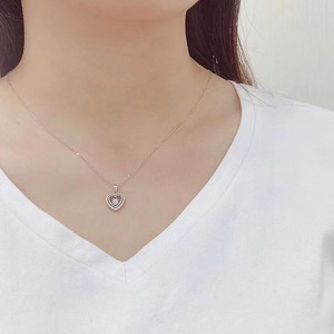 Collana con Ciondolo a Cuore Vuoto per Donne, Stile Dolce, Regalo di San Valentino, Gioiello da Indossare con Maglione - Product Image 4