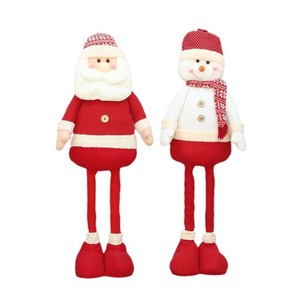 Père Noël et bonhomme de neige en tissu tricoté de 38 pouces avec jambes rétractables, décoration de Noël d'intérieur - Product Image 5