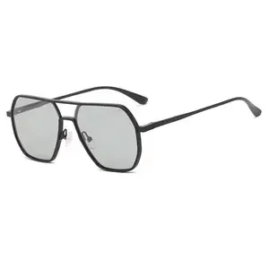 Kacamata hitam photoromik aluminium, kacamata hitam polarisasi UV400, kacamata hitam mewah, Anti silau, kacamata mengemudi