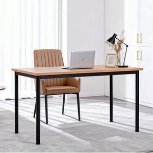 Scrivania Moderna con Piano Rettangolare e Gambe Rotonde, Tavolino Portante Adatto per Sala da Pranzo, Tempo Libero e Ufficio - Product Image 4