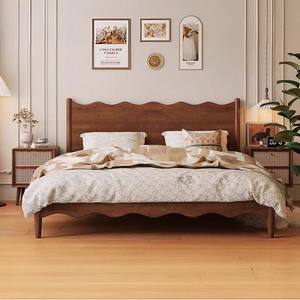 Lit en bois massif à design ondulé, 17,5 cm de hauteur pour robot aspirateur, montage facile, mobilier de chambre romantique pour couples et familles - Product Image 3