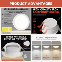 Nouveau design anti-éblouissement, éclairage pour bureau, hôtel, maison, fer, 9W 12W 18W 24W, plafonnier encastré LED