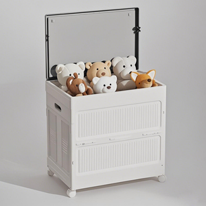 Yimire, venta al por mayor, caja de almacenamiento plegable de plástico blanco, organizadores de juguetes apilables con ruedas, contenedores de gabinete grandes para ropa - Product Image 4