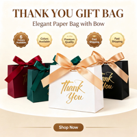 Boîte cadeau en gros dorée avec ruban pour cartes de remerciement, idéale pour les fêtes de mariage et les sacs cadeaux de festival