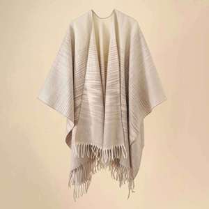 Chal de lana de lujo para mujer, de invierno, grande, de ganchillo, tipo suéter, grueso, tipo poncho con borlas, multifunción, al por mayor - Product Image 3