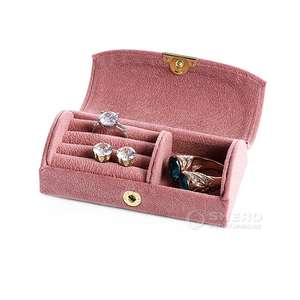 Portable Velvet Jewelry Box Compact Travel Organizer <b>Rings</b> Earrings Necklaces Soft Lining with Snap Closure Small <b>Storage</b> Case - Product Image 1
