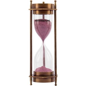 ALFA NAUTICAL Nautical Brass Hourglass <b>Sand</b> <b>Timer</b> Compass Table Decorative Coastal Design Handmade Precise Timing Uttarakhand - Product Image 3