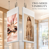 Écran publicitaire commercial LCD haute luminosité de 43 pouces, affichage suspendu au plafond pour les magasins de détail