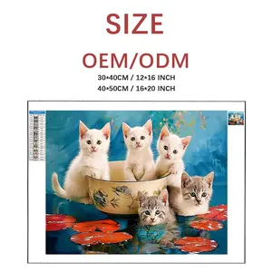 Factory Wholesale Cats In The Teacup DIY Canvas Paintings Best Quality Diamond Painting Stitch Diamond Paintings Kits Home Decor